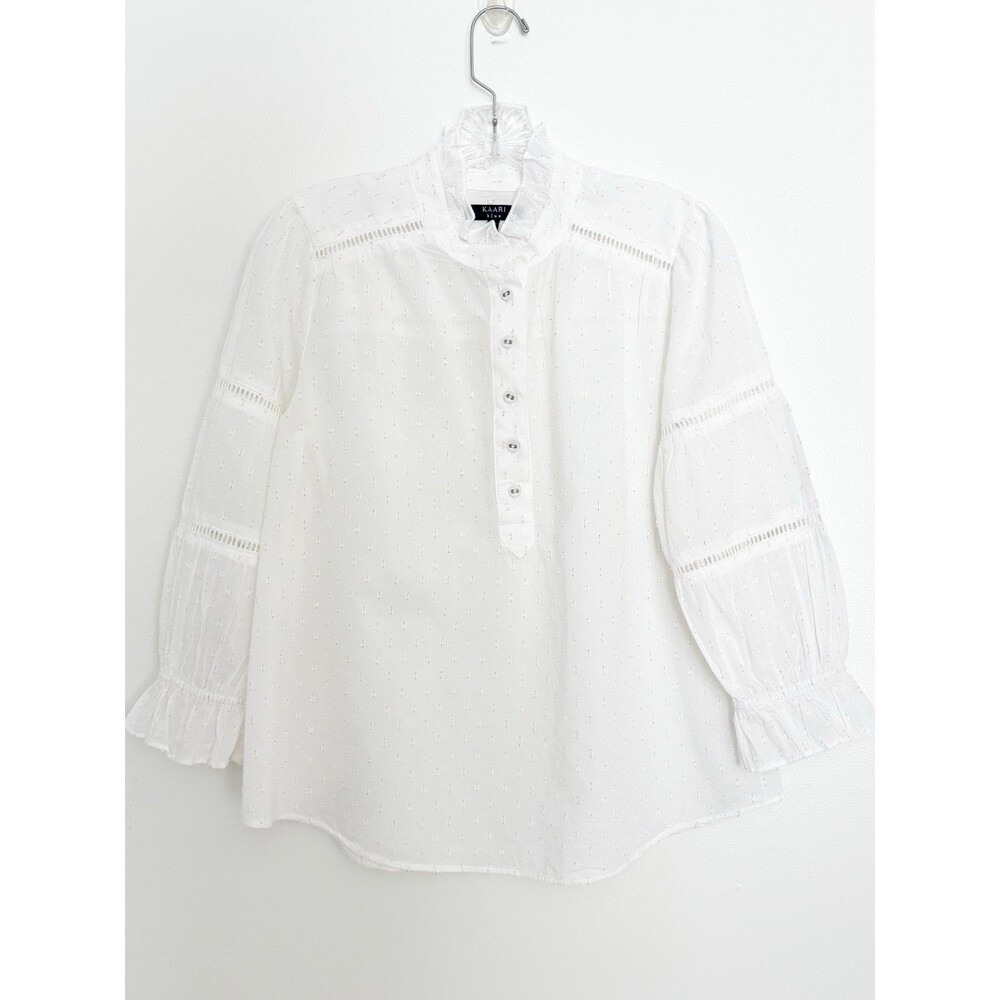 Kaari Blue Top White With Gold Size Medium